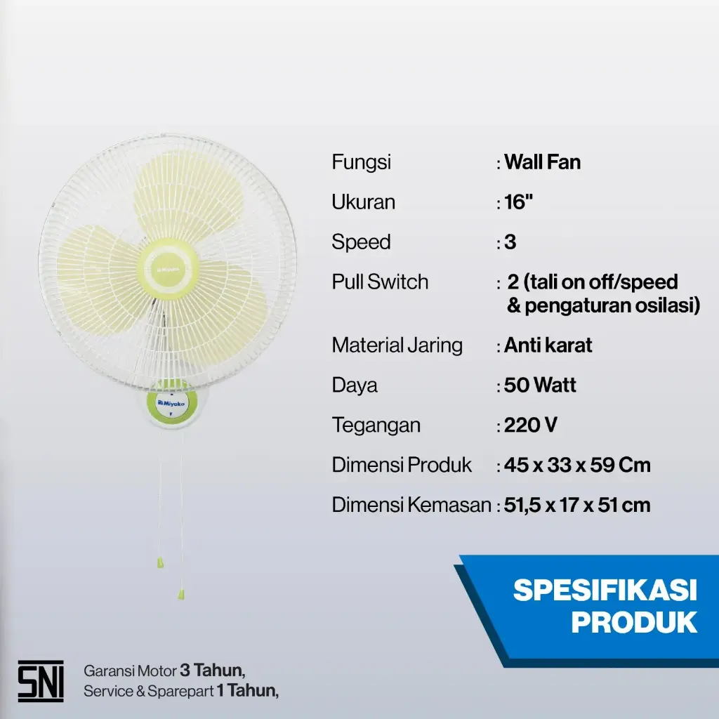 Miyako Kipas Angin (Wall Fan) KAW-1662 PL