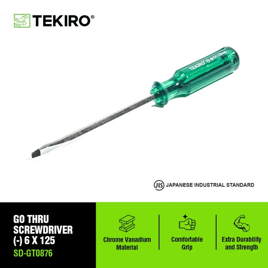 TEKIRO OBENG GO THRU (-) 6 X 125 MM HANDLE HIJAU