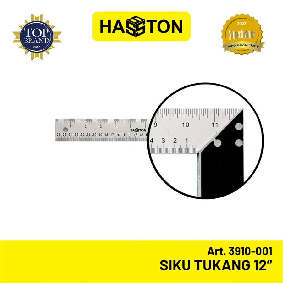 Hasston Siku Tukang 12'' Stainless Steel / Penggaris Siku (3910-001)