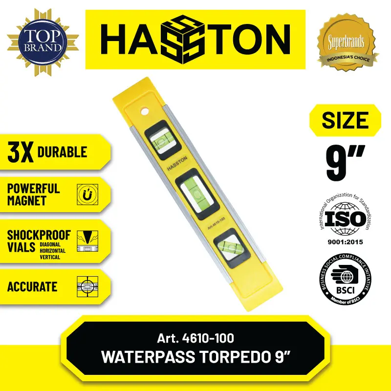 Hasston Waterpas Torpedo 9" Magnet Alumunium (4610-100)