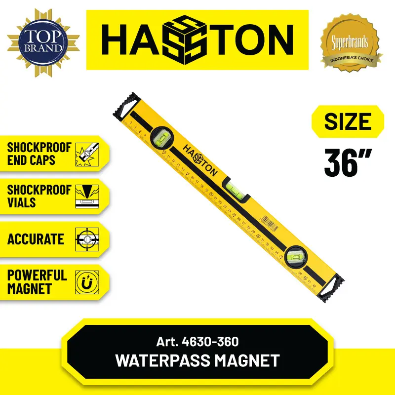 Hasston Waterpass Magnit Aluminium / Adjustable Level (4630-360) - 36 inch