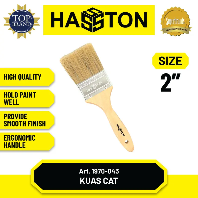 Hasston Kuas Cat Gagang Kayu / Brush Paint / Kuas Cat Tembok (1970-43) - 2 INCH