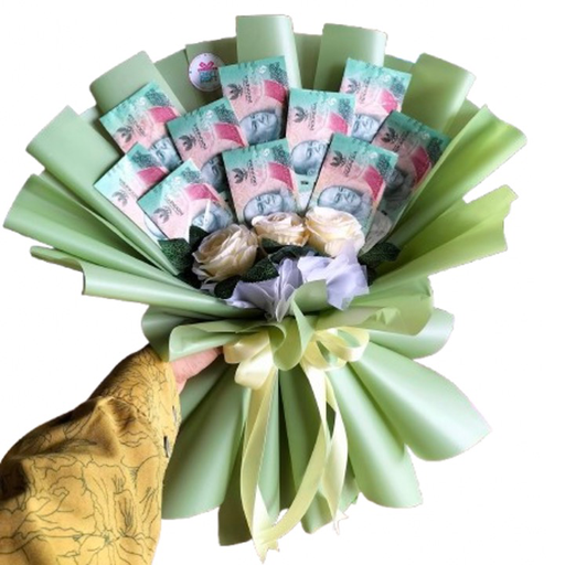 Buket Bunga + Uang Rp. 20.000