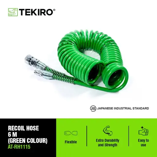 [ALBL-0066] TEKIRO RECOIL HOSE 6 METER HIJAU WITH SPRING / SELANG SEPIRAL
