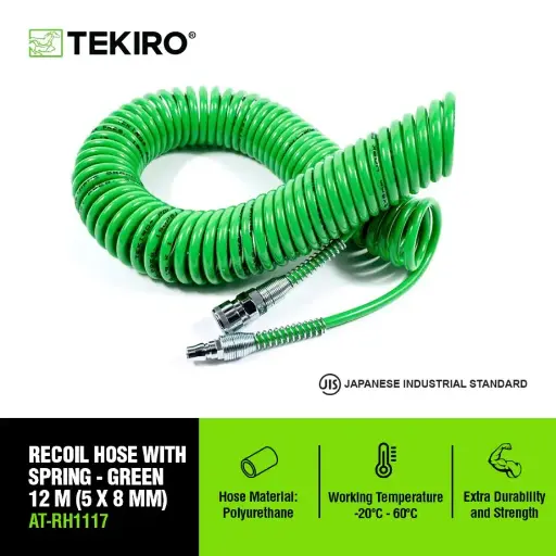 [ALBL-0068] TEKIRO RECOIL HOSE 12 METER HIJAU WITH SPRING / SELANG SEPIRAL