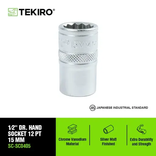 [KNC-0196]  TEKIRO 1/2 INCH KUNCI SOCK 12 PT 15 MM