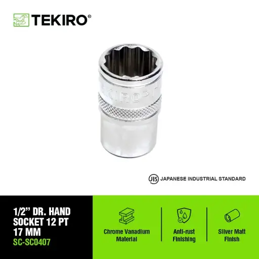 [KNC-0198] TEKIRO 1/2 INCH KUNCI SOCK 12 PT 17 MM
