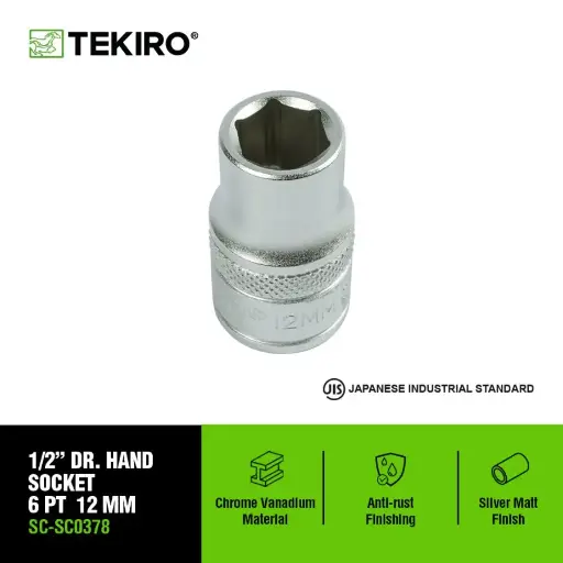 [KNC-0209] TEKIRO 1/2 INCH KUNCI SOCK 6 PT 12 MM