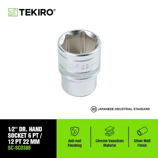 [KNC-0213] TEKIRO 1/2 INCH KUNCI SOCK 6 PT 22 MM