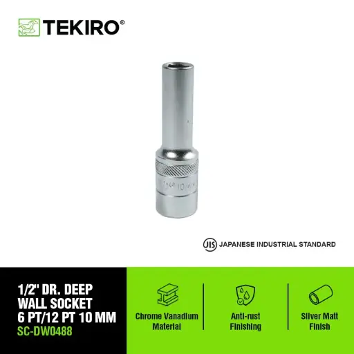 [KNC-0231] TEKIRO 1/2 INCH KUNCI SOCK DEEP WALL 6 PT 10 MM