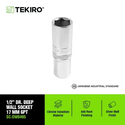 [KNC-0233] TEKIRO 1/2 INCH KUNCI SOCK DEEP WALL 6 PT 17 MM