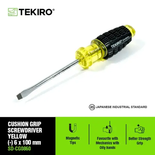 [KNC-0271] TEKIRO OBENG GAGANG KARET KUNING (-) 6 X 100 MM