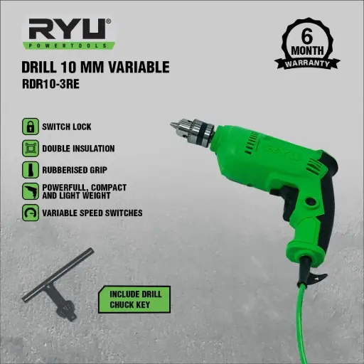 [SPML-0136] RYU Mesin Bor Drill 10 Mm Variable RDR10-3RE