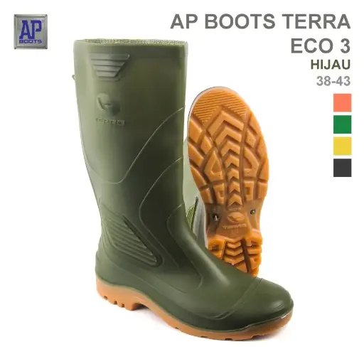 [SPT-0007] AP Boots TERRA ECO 3 Hijau - Sepatu Boot PVC Panjang - 41