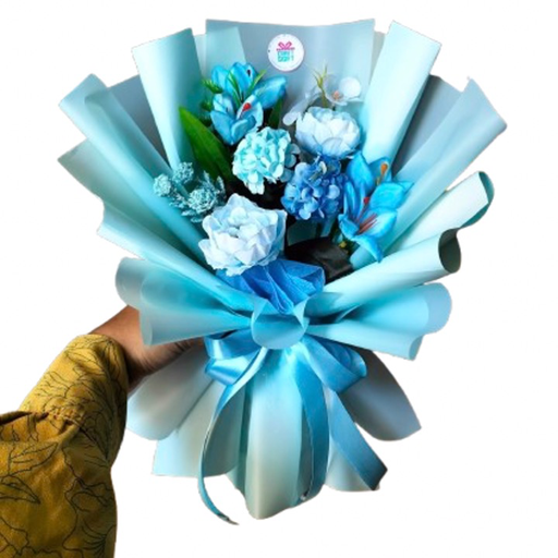 Buket Bunga Putih Biru
