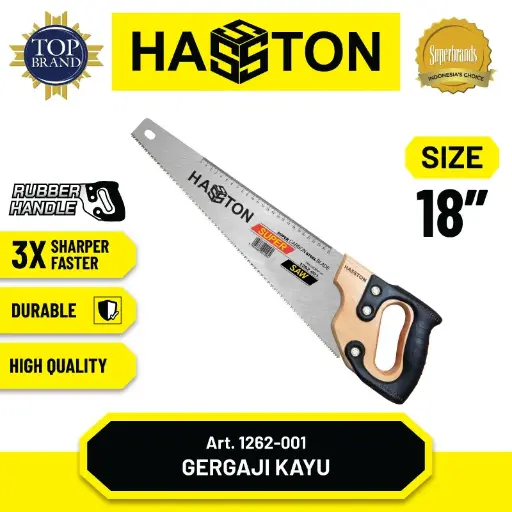 [ALB-0155] Hasston Gergaji Tangan 18" / Gergaji Belah GG Kayu+Karet (1262-001) - 18 inch
