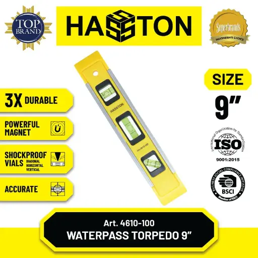 [ALB-0203] Hasston Waterpas Torpedo 9" Magnet Alumunium (4610-100)