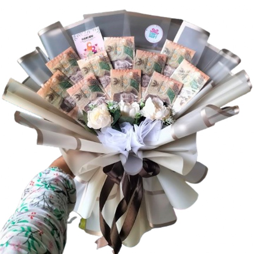 Buket Bunga + Uang Rp. 5000